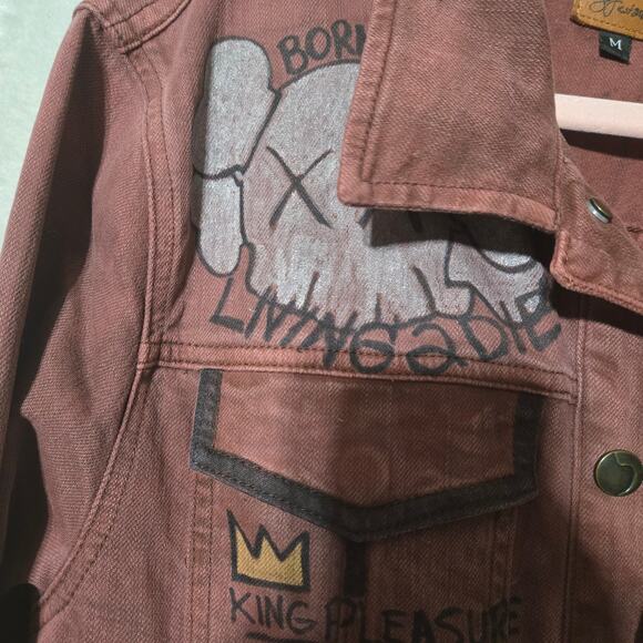 Joe's‎ Denim Jacket M Red Graffiti Street Art Bart Simpson Painted Brooklyn 1996 - Picture 14 of 15